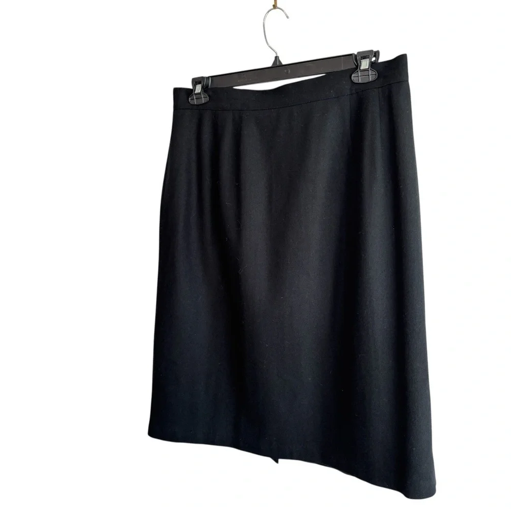 Sag Harbor Black Skirt 100% Wool Size 18W Midi Comfort Elastic In Waist Academia